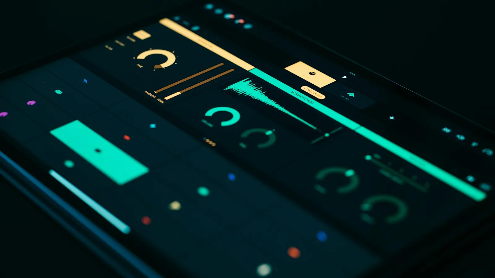 Sleek dark-themed app interface displayed on a device screen
