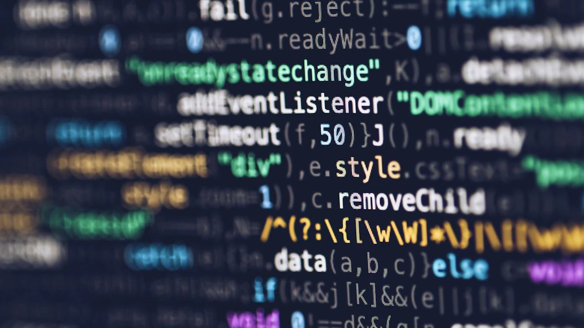 Colorful open-source code on a monitor representing Penpot the open source design tool