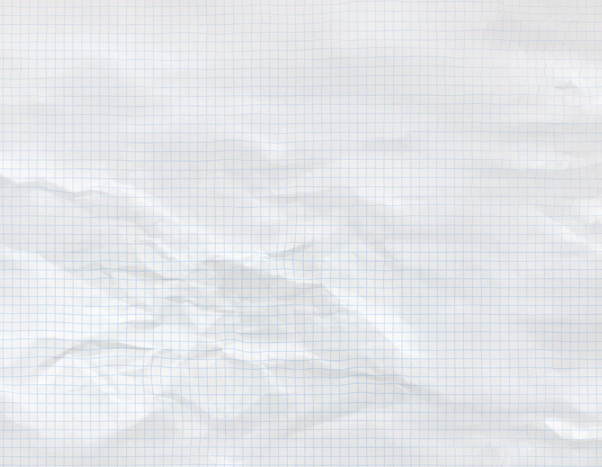 Crumpled white paper printed with a faint grid pattern