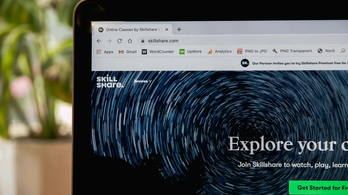 Laptop computer screen displaying a website page layout