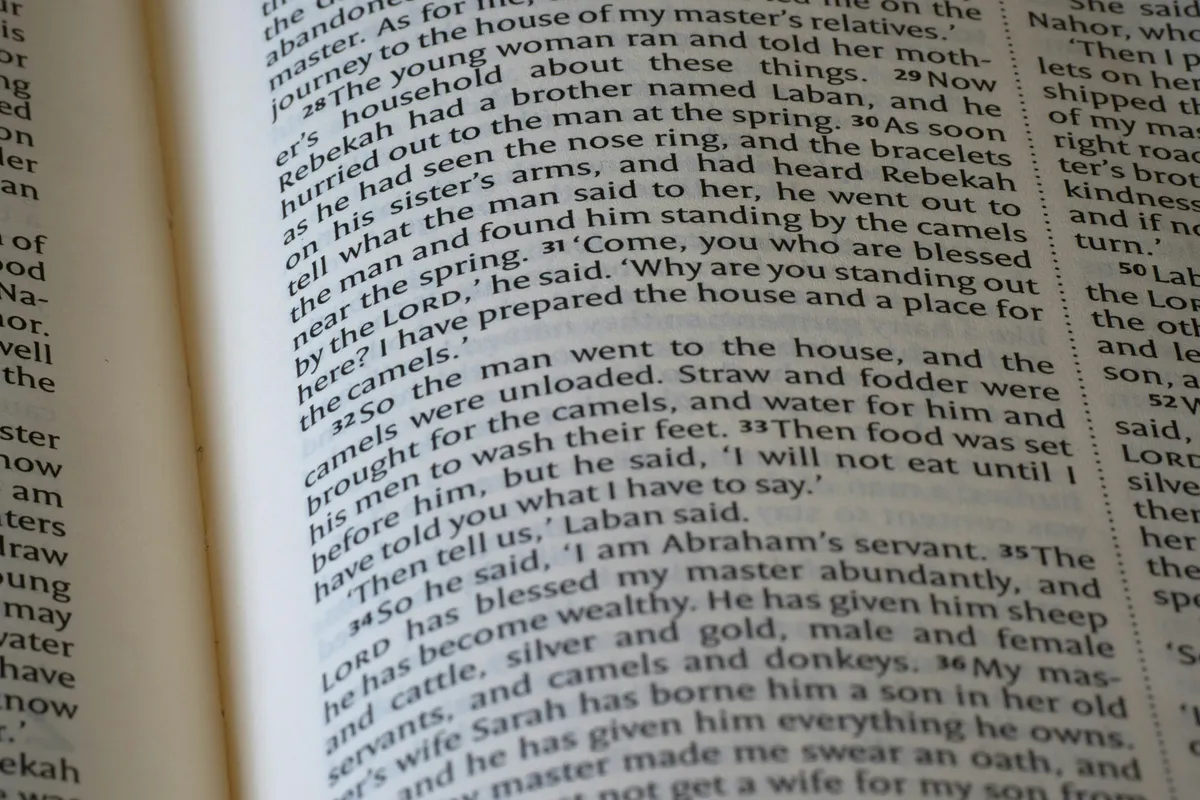 A close-up of a printed page, lines of type running edge to edge