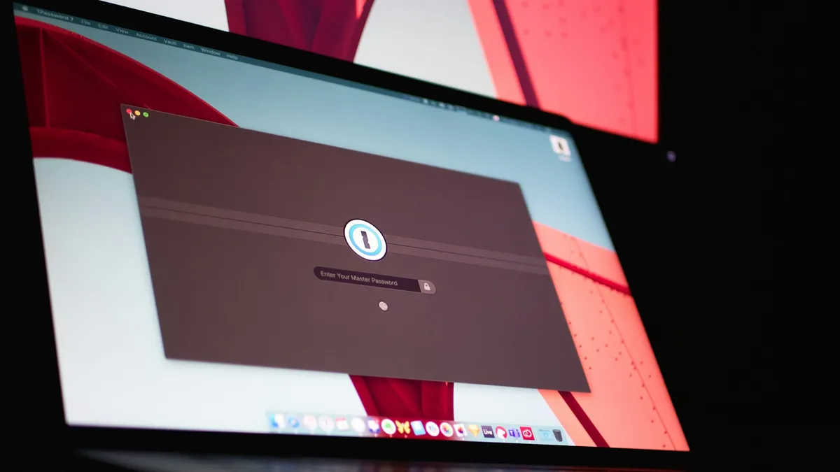 A floating application panel overlaying a desktop on a laptop screen